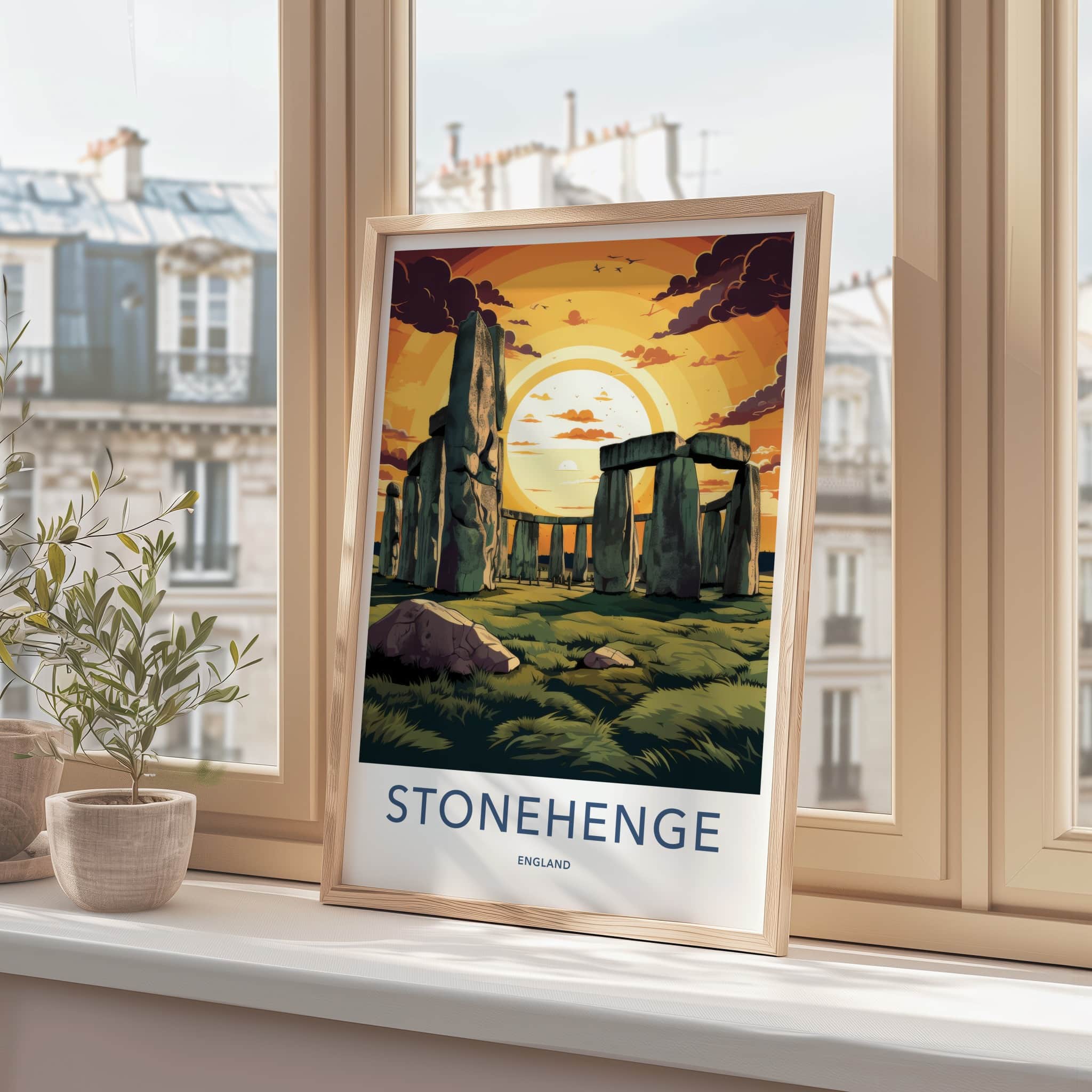 Stonehenge Poster - England Travel Art - Dramatic Sunset Stones Home Decor