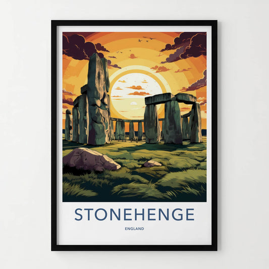 Stonehenge Poster - England Travel Art - Dramatic Sunset Stones Home Decor