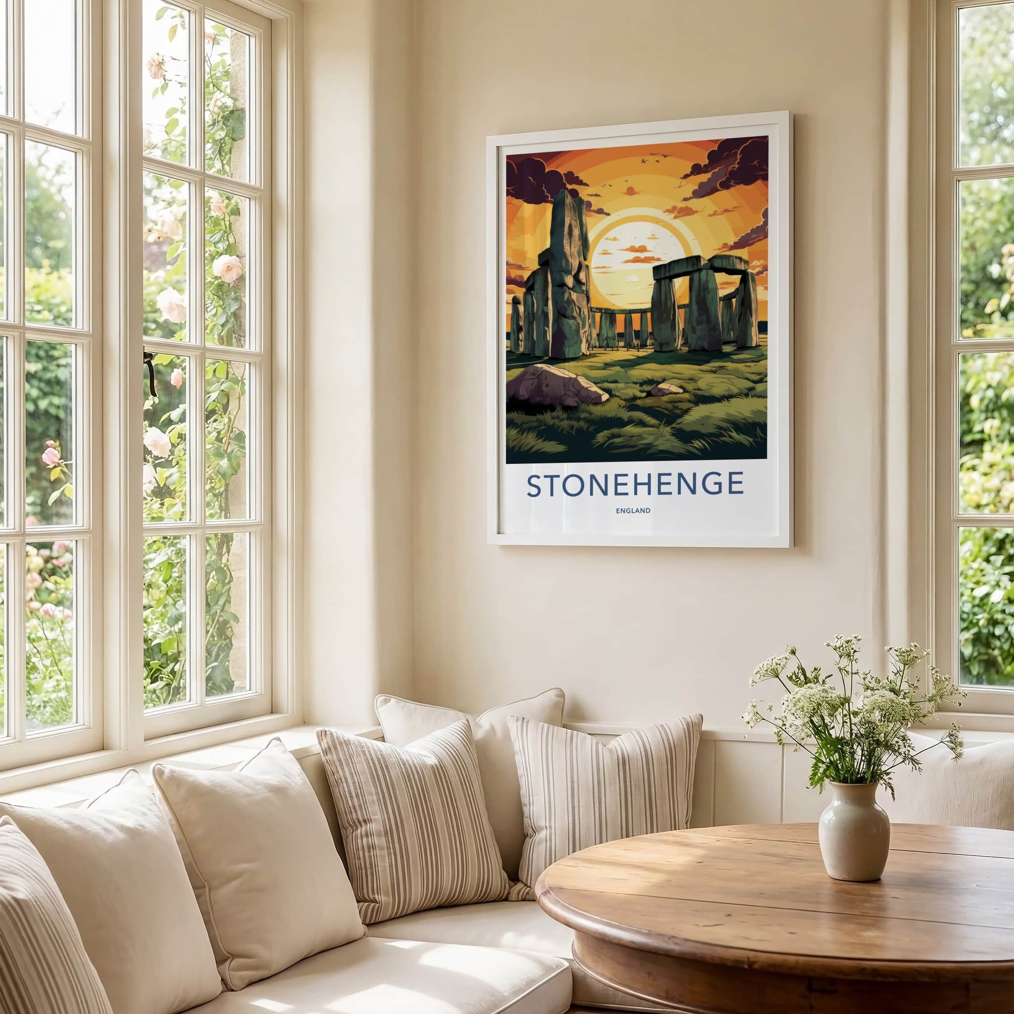 Stonehenge Poster - England Travel Art - Dramatic Sunset Stones Home Decor