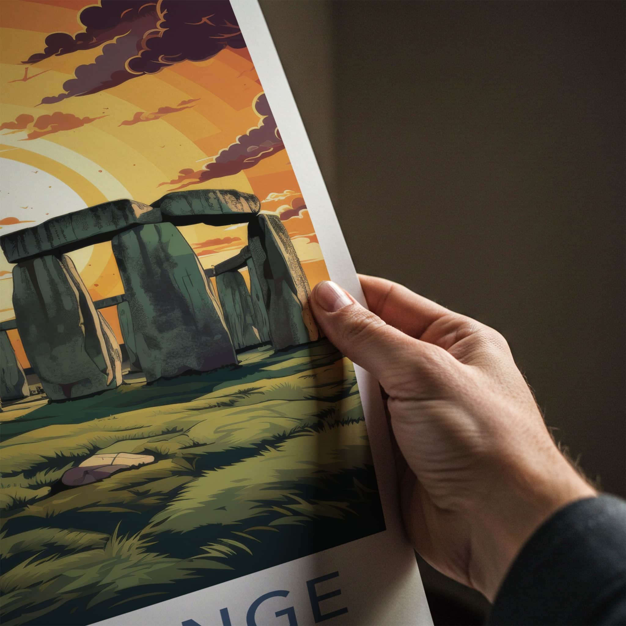 Stonehenge Poster - England Travel Art - Dramatic Sunset Stones Home Decor