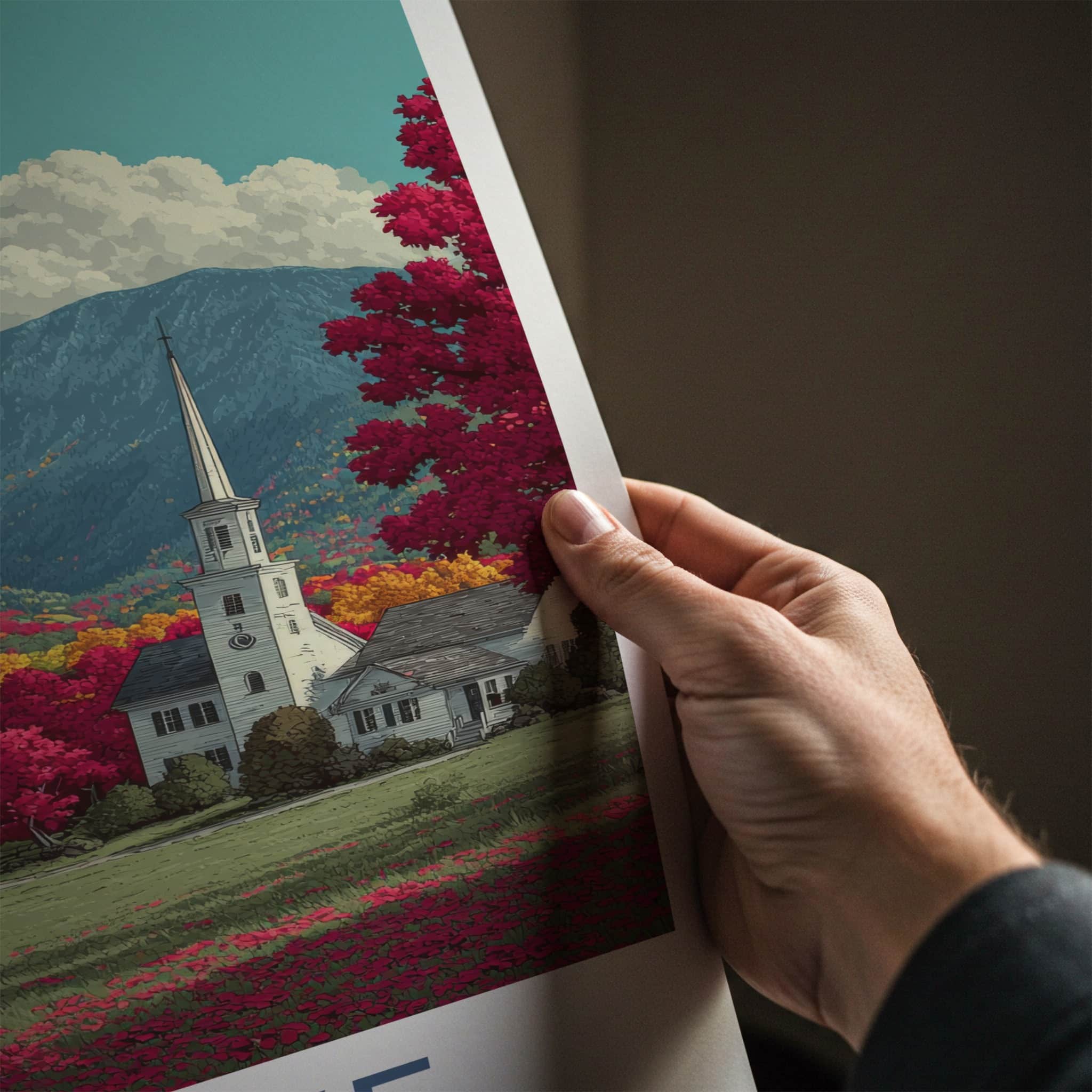 Stowe Poster - Vermont Wall Art - Steeple Mountains Autumn Home Decor