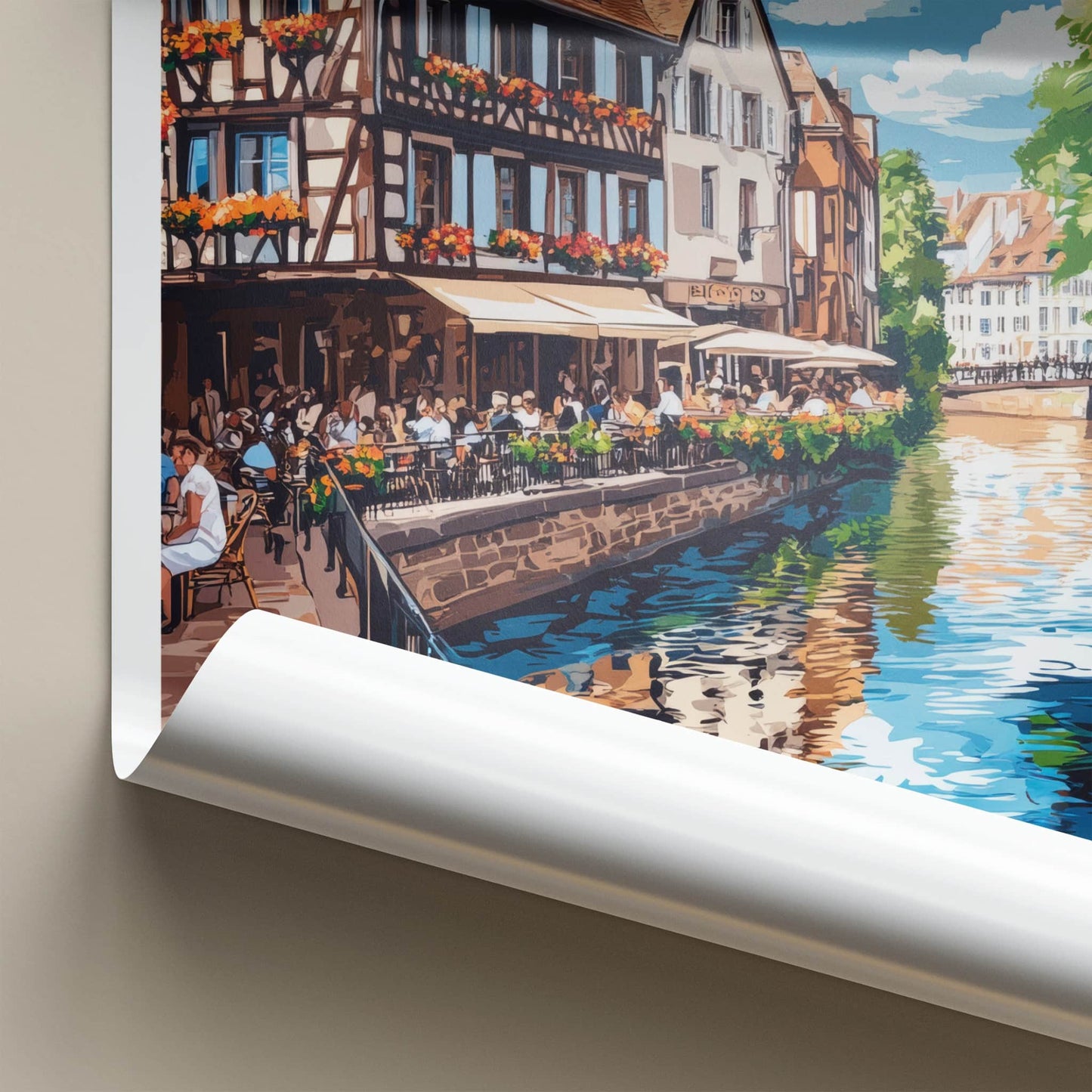 Strasbourg Poster - France Travel Art - Canal Side Dining Home Decor