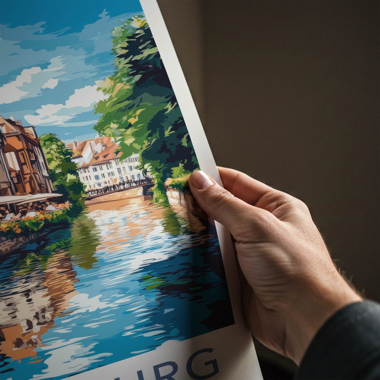 Strasbourg Poster - France Travel Art - Canal Side Dining Home Decor