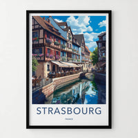Strasbourg Poster - France Travel Art - Colorful Canal Houses Home Decor