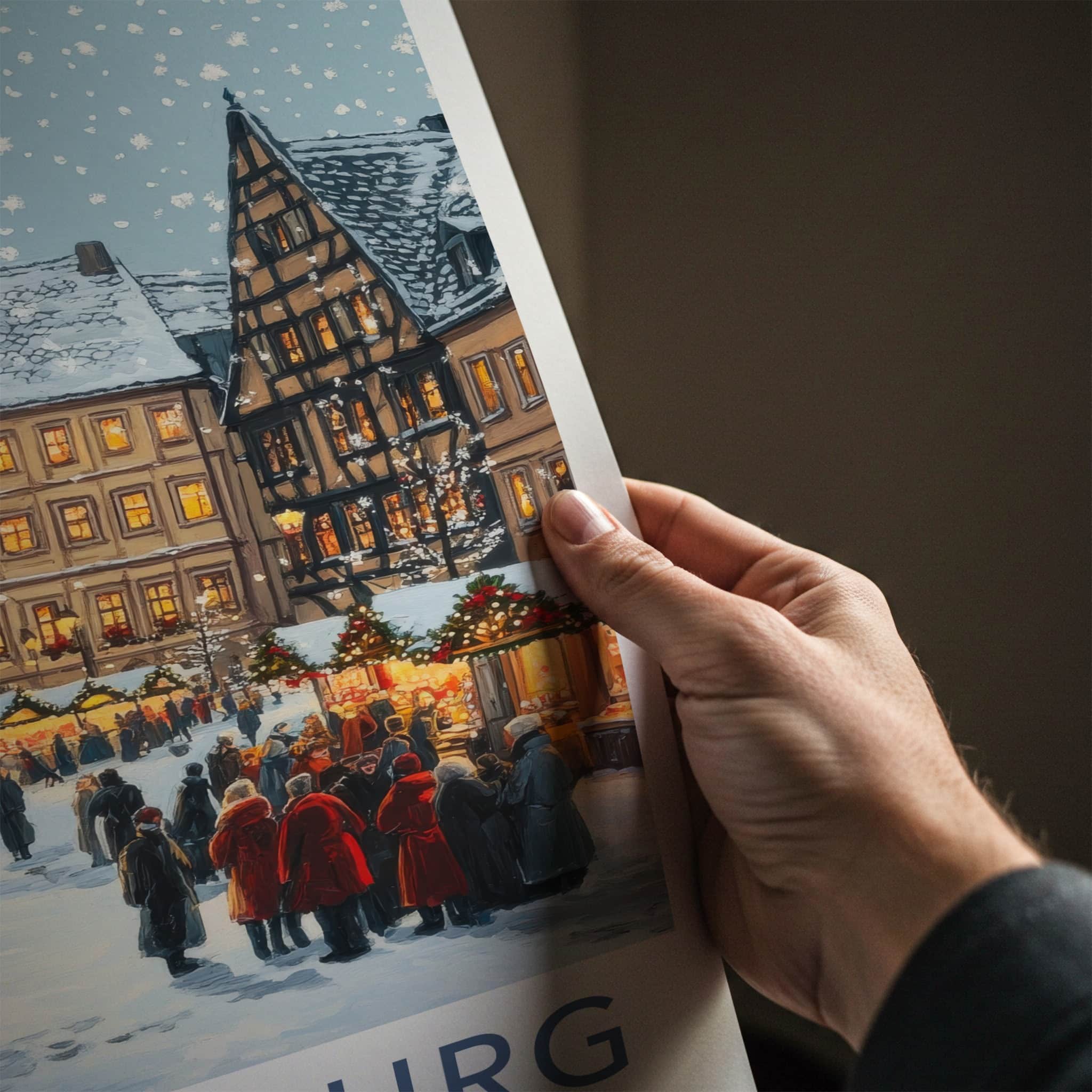 Strasbourg Poster - France Travel Art - Festive Street Market Home Decor