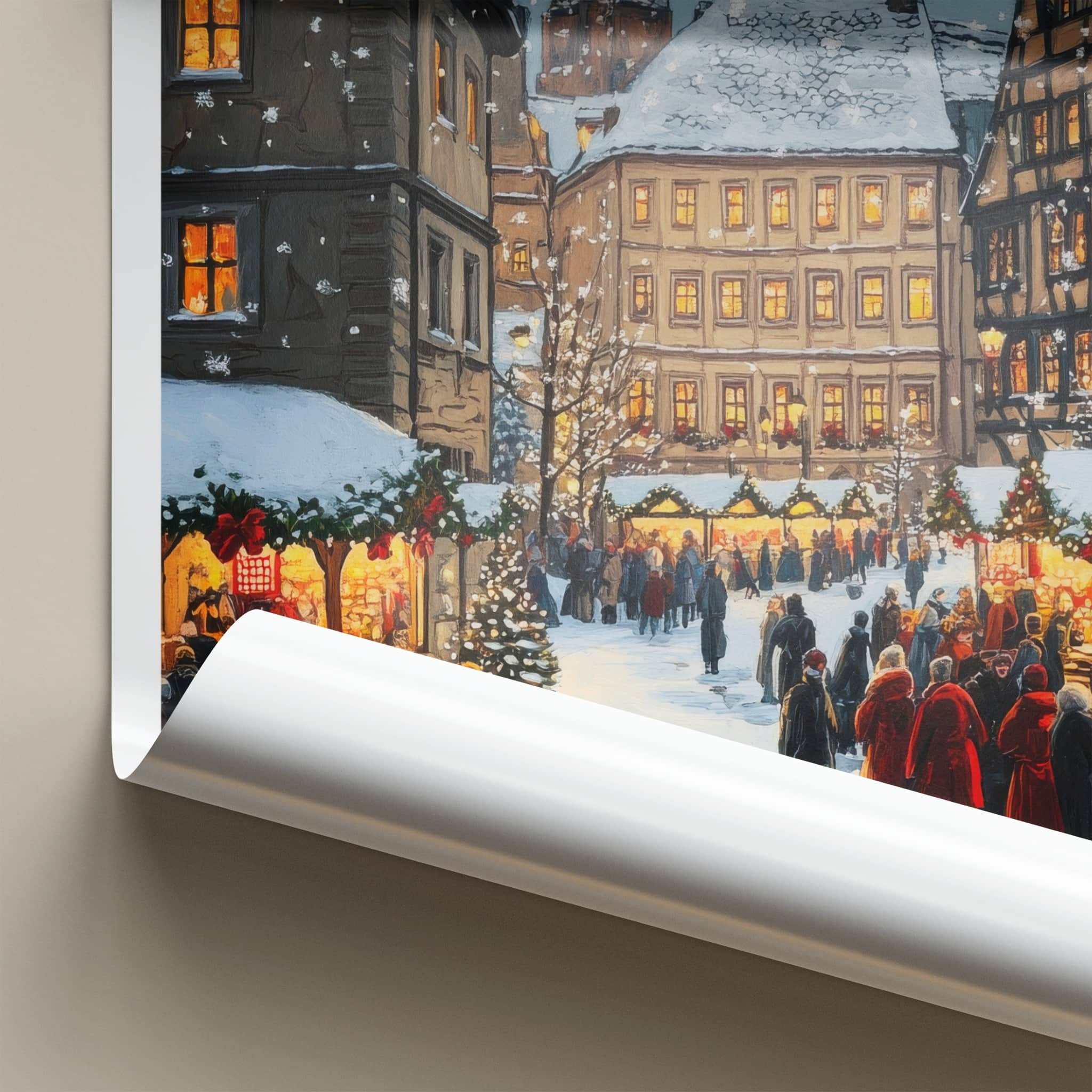 Strasbourg Poster - France Travel Art - Festive Street Market Home Decor