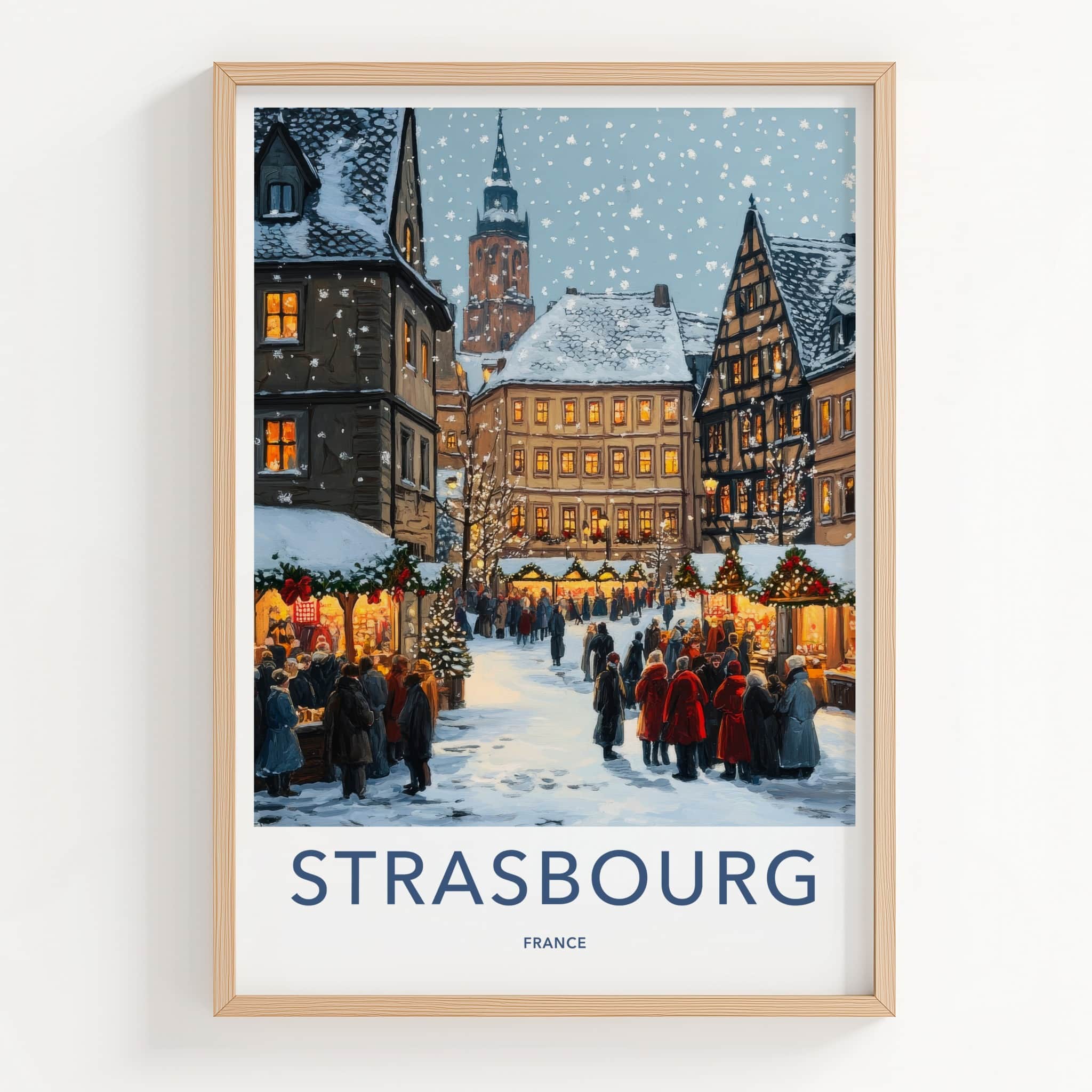 Strasbourg Poster - France Travel Art - Festive Street Market Home Decor