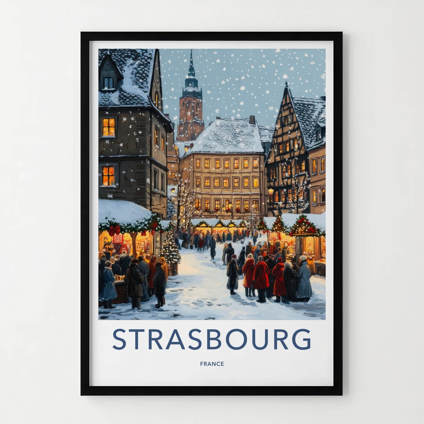 Strasbourg Poster - France Travel Art - Festive Street Market Home Decor