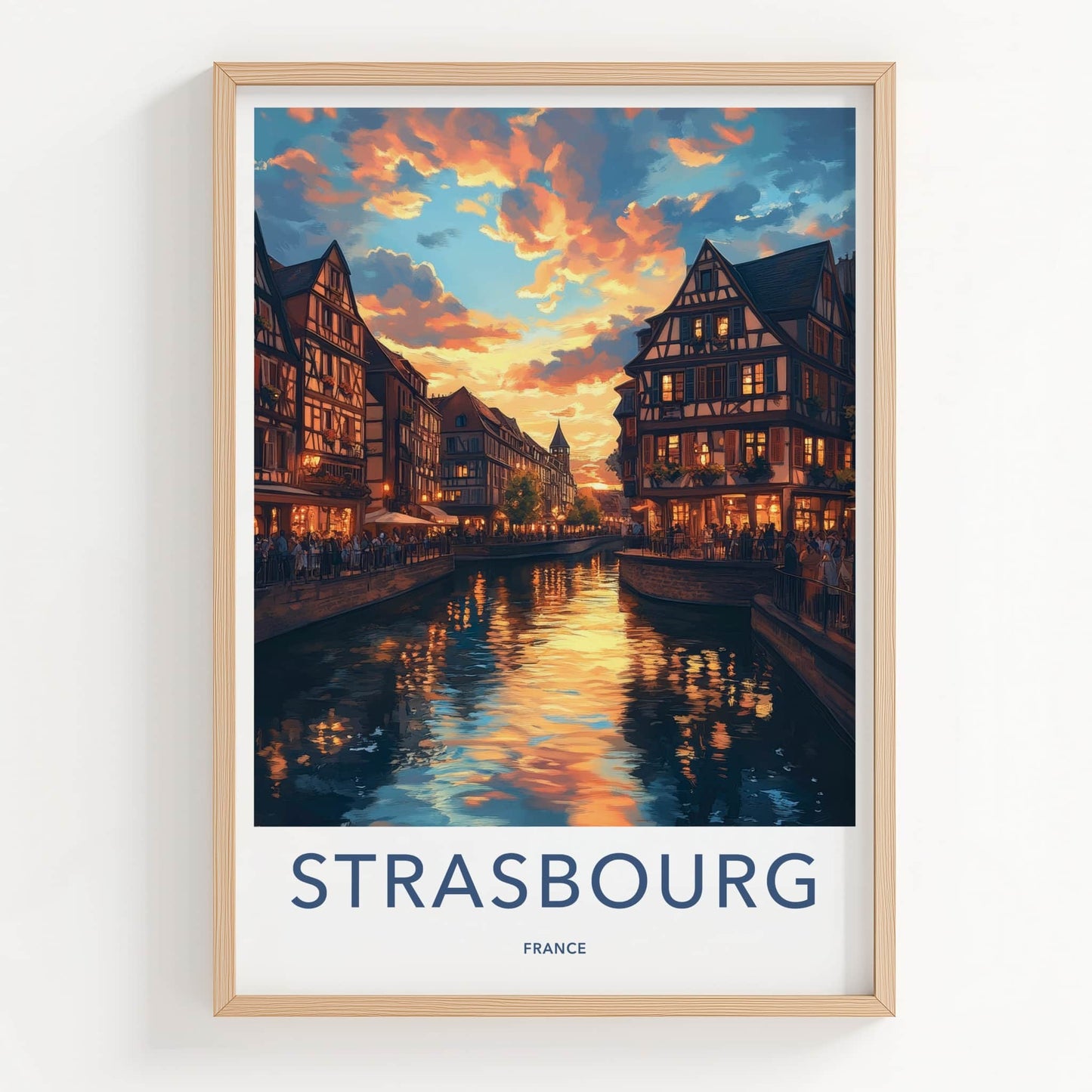 Strasbourg Poster - France Travel Art - Sunset Canal Reflections Home Decor