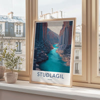 Studlagil Poster - Iceland Travel Art - Basalt Canyon River Home Decor