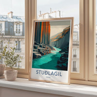 Studlagil Poster - Iceland Travel Art - Basalt Column Canyon Home Decor