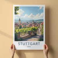 Stuttgart Poster - Germany Art Print - Hilltop Vineyards Cityview Home Decor