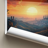 Stuttgart Poster - Germany Travel Art - Golden Sun Cityscape Home Decor