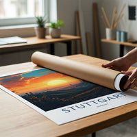 Stuttgart Poster - Germany Travel Art - Golden Sun Cityscape Home Decor