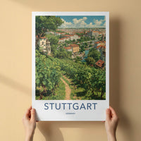 Stuttgart Poster - Germany Travel Art - Hillside Vineyard City Home Decor