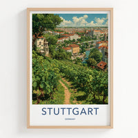 Stuttgart Poster - Germany Travel Art - Hillside Vineyard City Home Decor