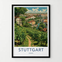 Stuttgart Poster - Germany Travel Art - Hillside Vineyard City Home Decor