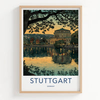 Stuttgart Poster - Germany Travel Art - Lakeside Opera House Home Decor