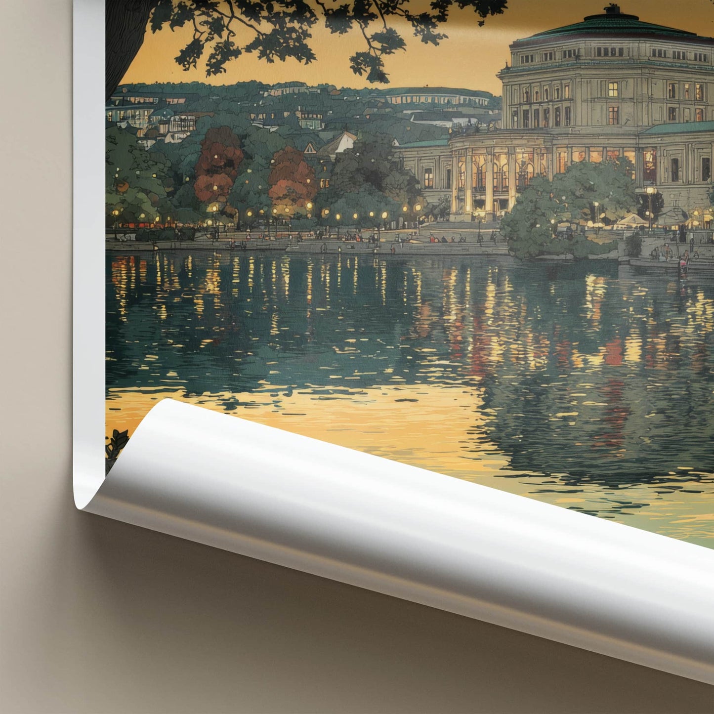 Stuttgart Poster - Germany Travel Art - Lakeside Opera House Home Decor