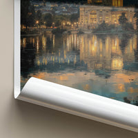 Stuttgart Poster - Germany Travel Art - Lit Building Reflection Home Decor