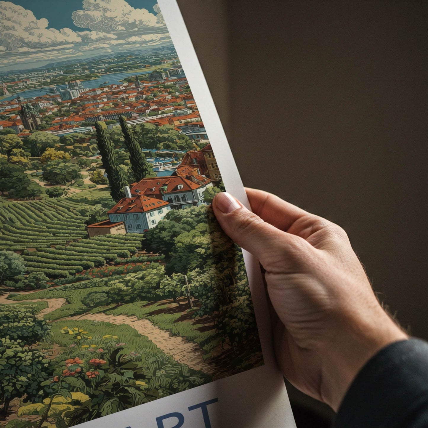 Stuttgart Poster - Germany Travel Art - Vineyard City Landscape Decor