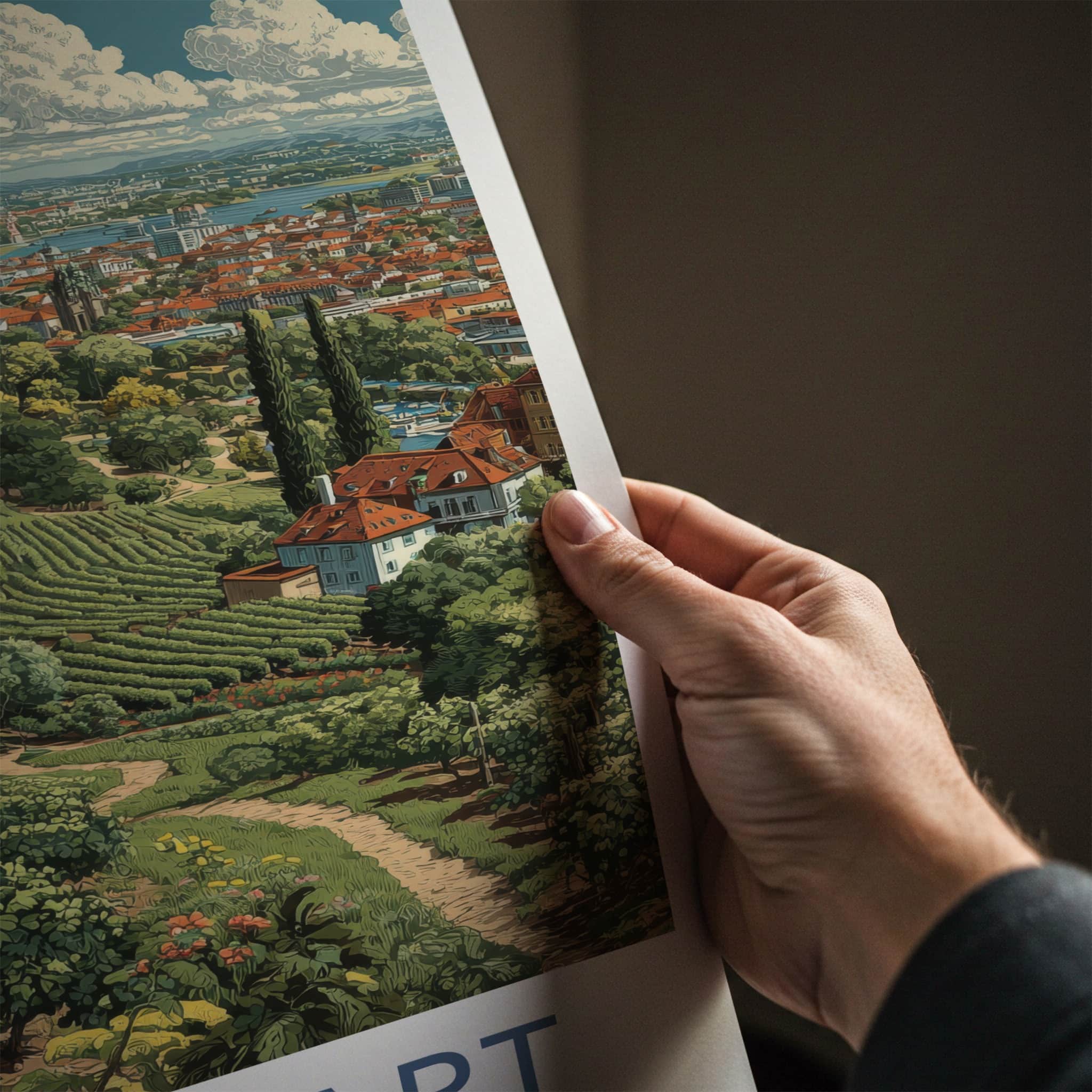 Stuttgart Poster - Germany Travel Art - Vineyard City Landscape Decor
