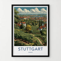 Stuttgart Poster - Germany Travel Art - Vineyard City Landscape Decor