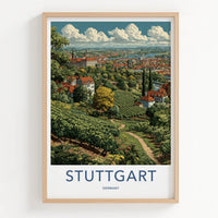 Stuttgart Poster - Germany Travel Art - Vineyard City Landscape Decor