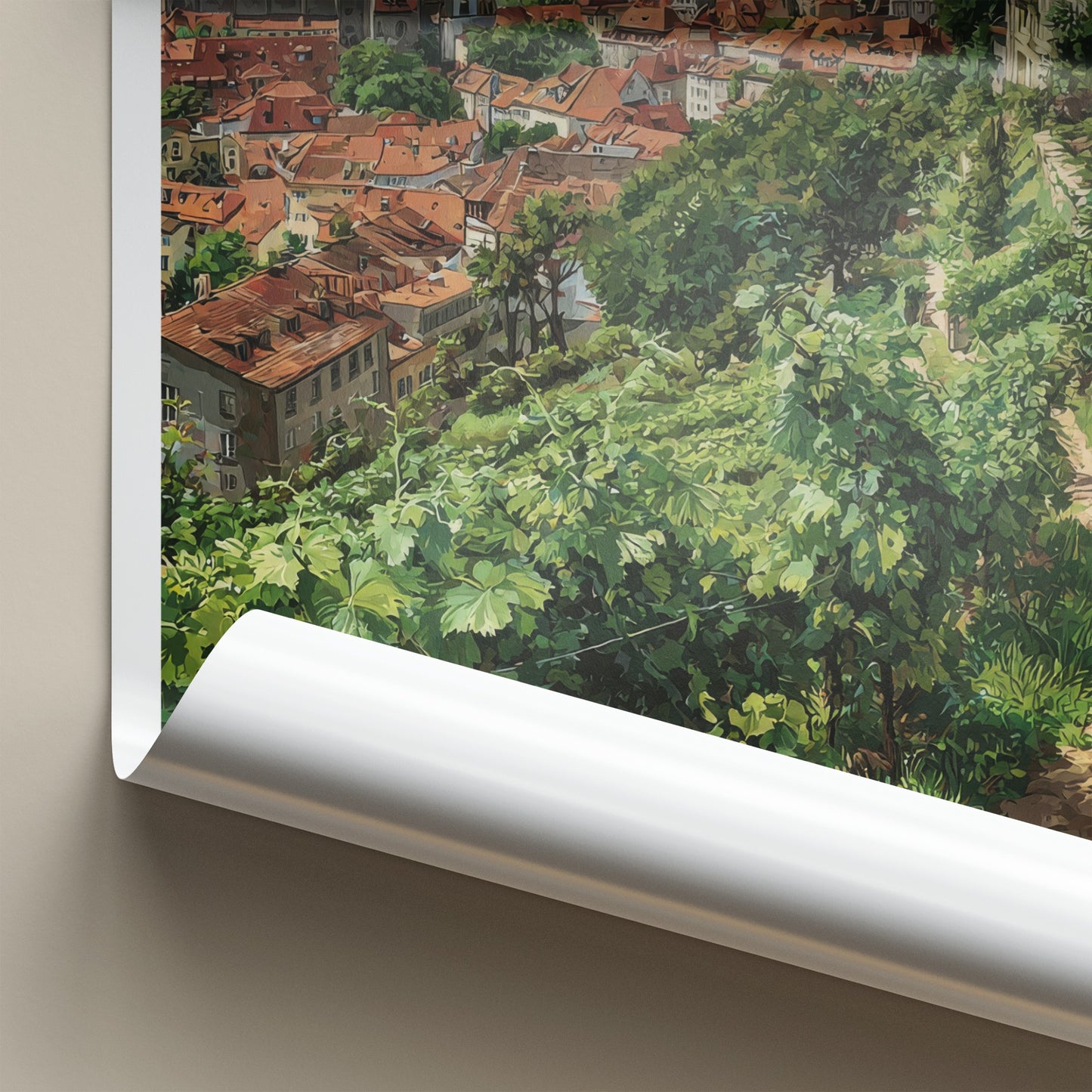 Stuttgart Poster - Germany Travel Print - City Rooftops Path Home Decor