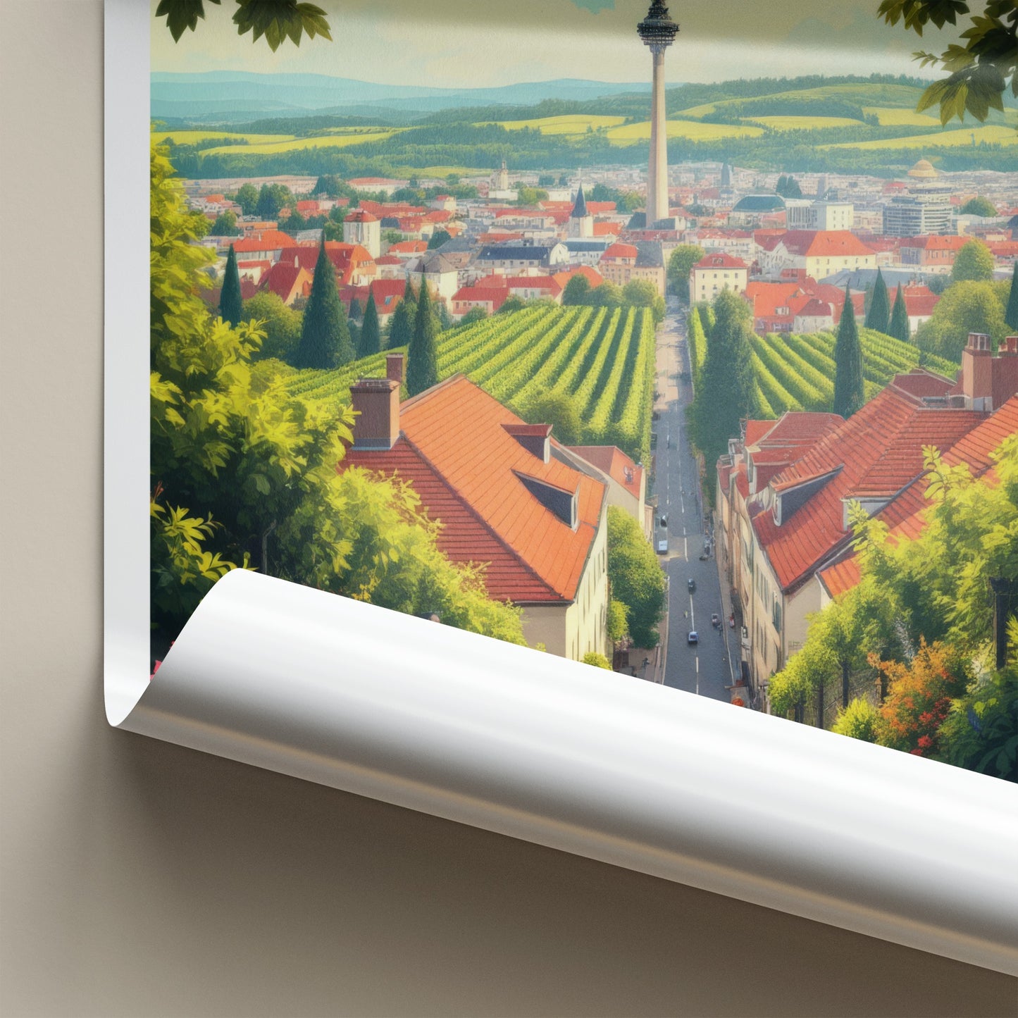 Stuttgart Poster - Germany Wall Art - Tower Vineyards City Home Decor