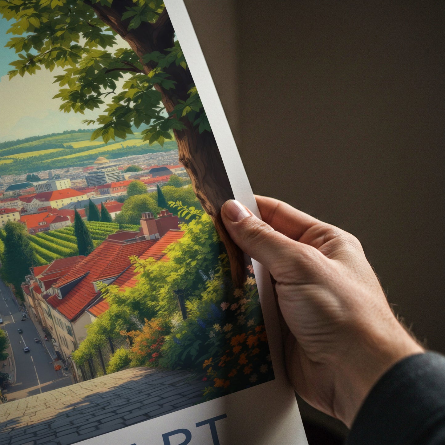 Stuttgart Poster - Germany Wall Art - Tower Vineyards City Home Decor