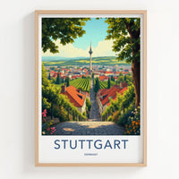 Stuttgart Poster - Germany Wall Art - Tower Vineyards City Home Decor