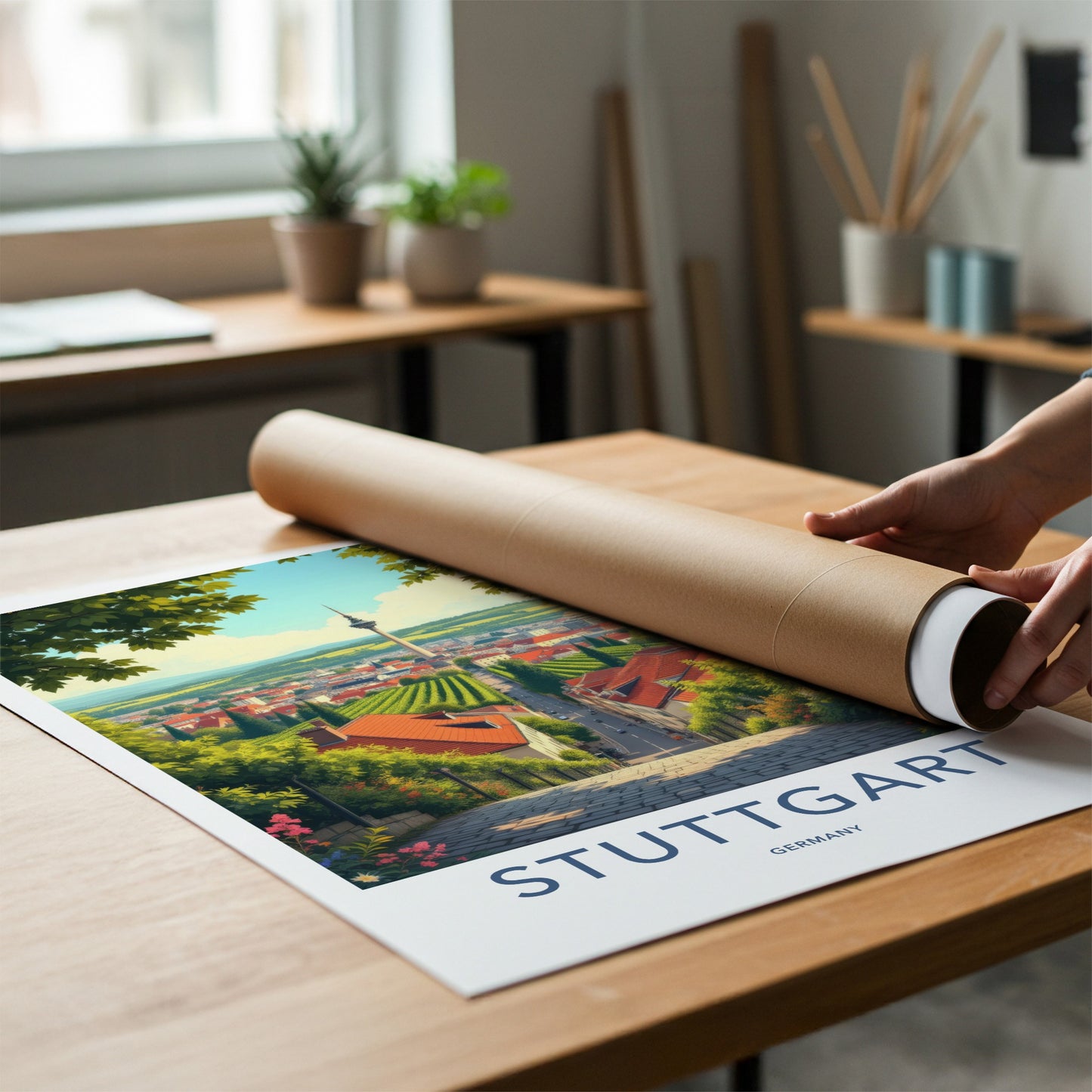 Stuttgart Poster - Germany Wall Art - Tower Vineyards City Home Decor
