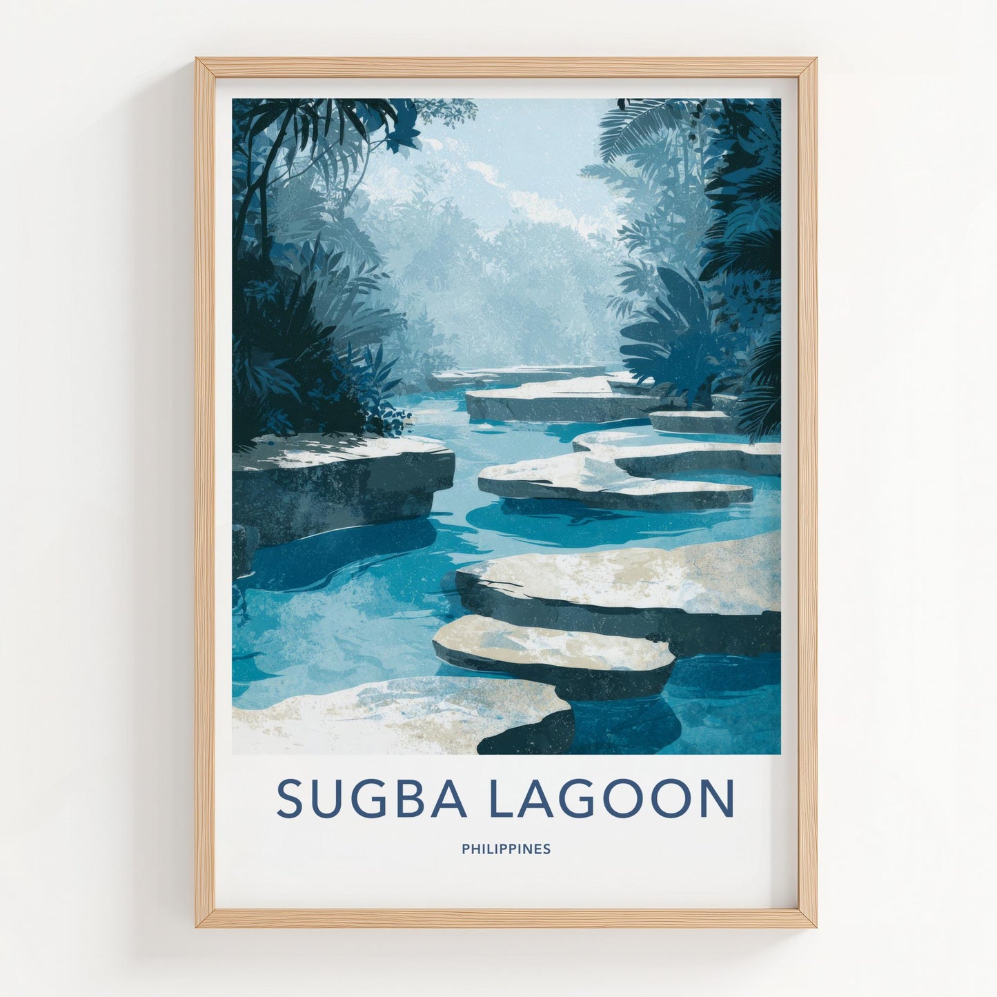 Sugba Lagoon Poster - Philippines Travel Art - Lush Aqua Pathway Home Decor