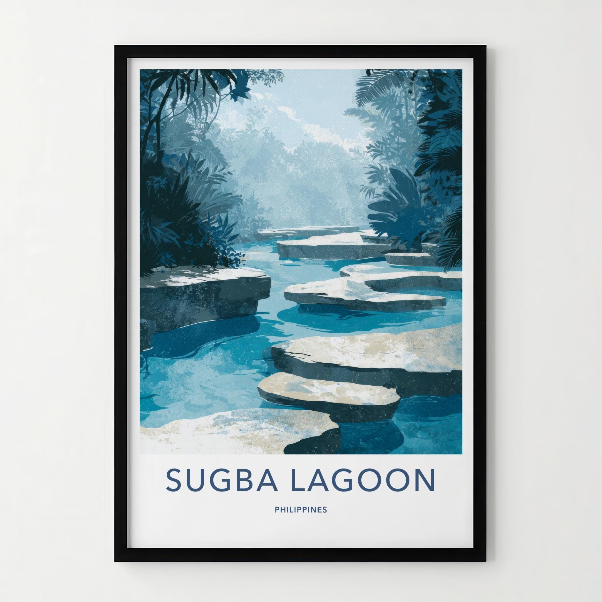 Sugba Lagoon Poster - Philippines Travel Art - Lush Aqua Pathway Home Decor