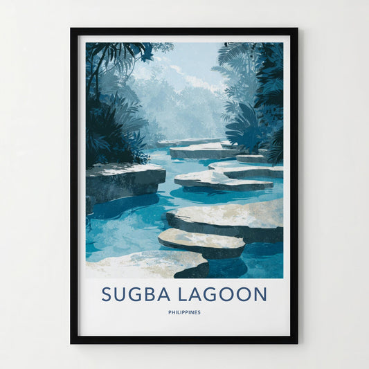Sugba Lagoon Poster - Philippines Travel Art - Lush Aqua Pathway Home Decor