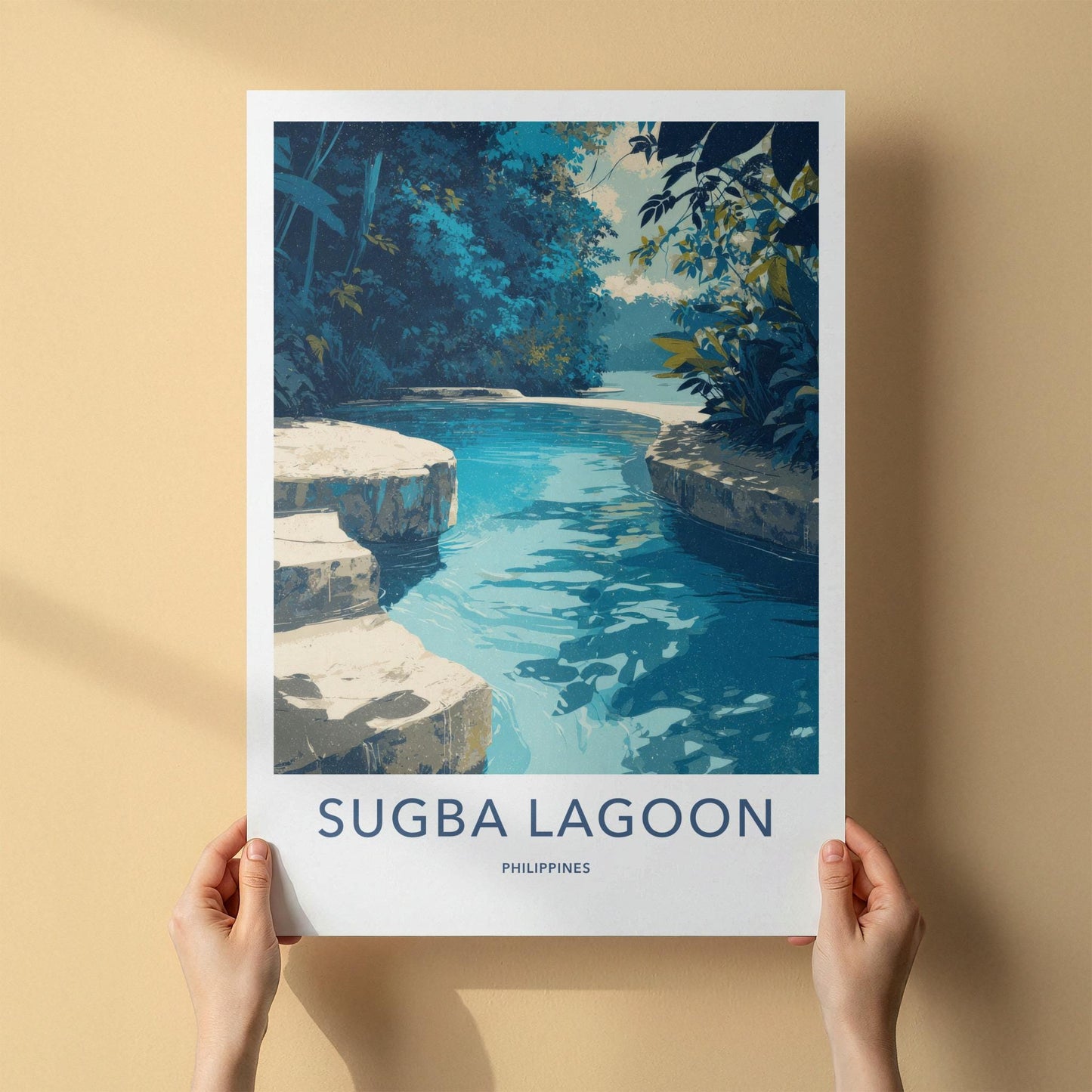 Sugba Lagoon Poster - Philippines Travel Art - Tropical Blue Lagoon Home Decor