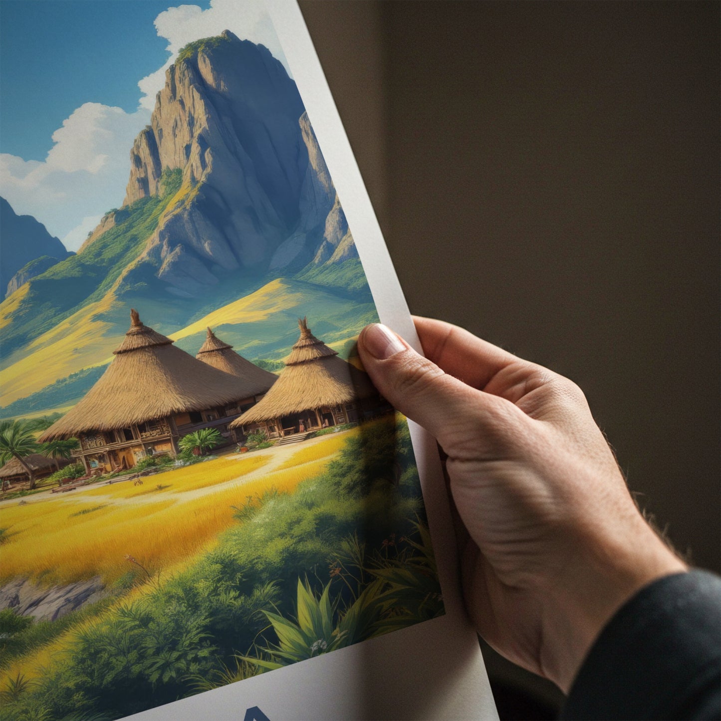Sumba Poster - Indonesia Travel Art - Coastal Thatched Huts Home Decor