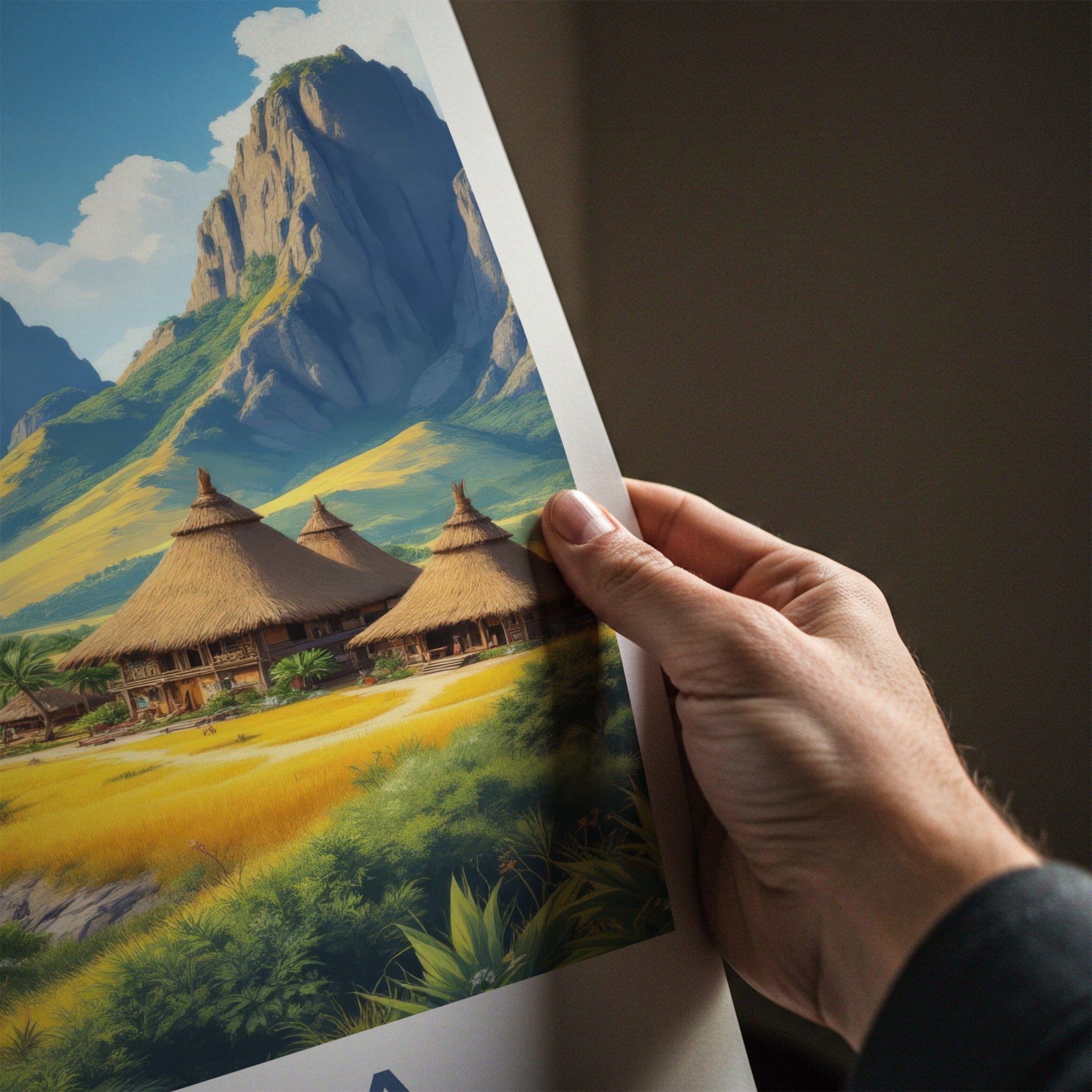 Sumba Poster - Indonesia Travel Art - Coastal Thatched Huts Home Decor