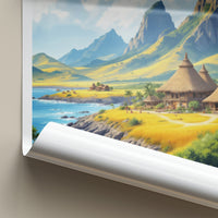 Sumba Poster - Indonesia Travel Art - Coastal Thatched Huts Home Decor