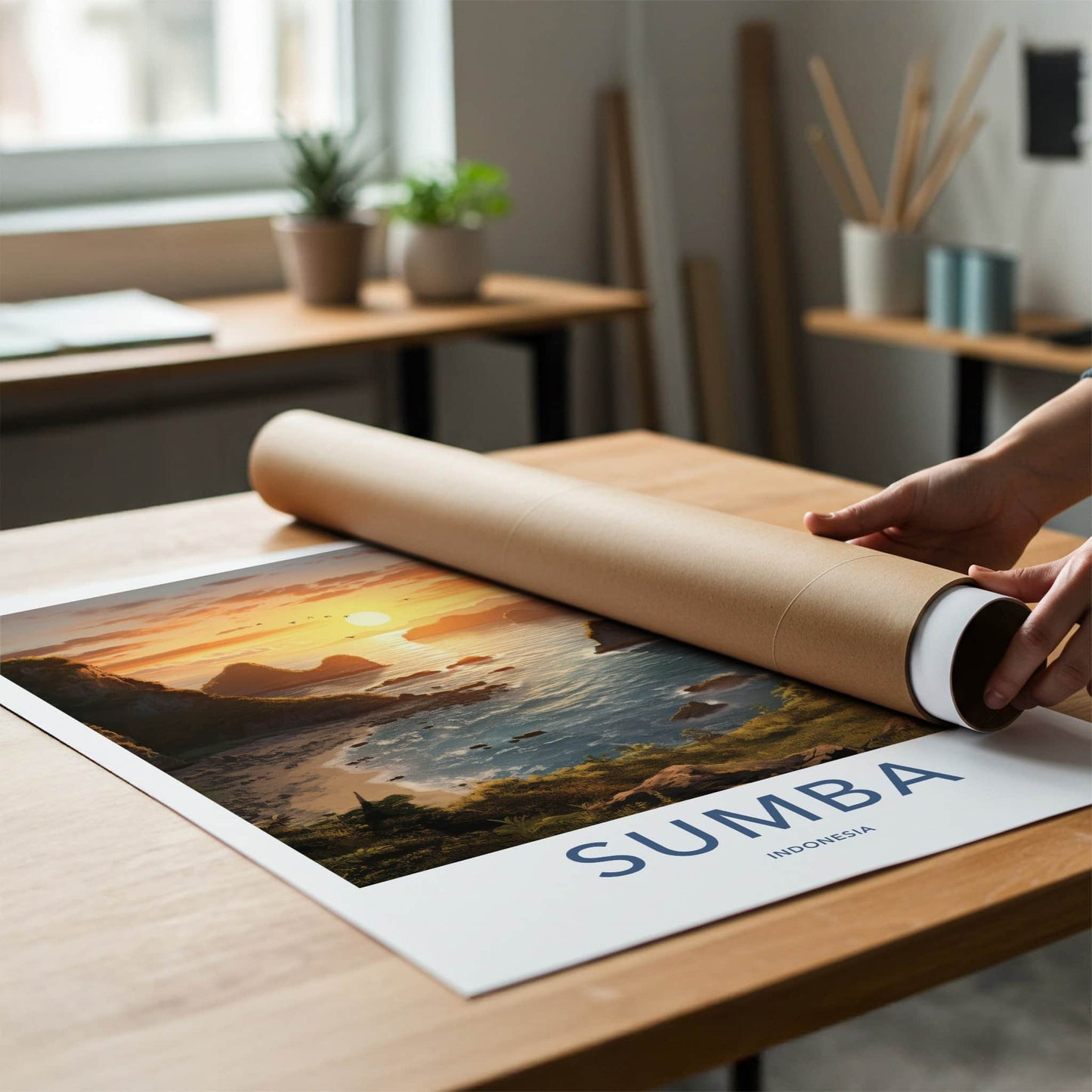 Sumba Poster - Indonesia Travel Art - Rocky Island Sunset Home Decor