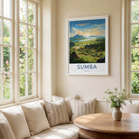 Sumba Poster - Indonesia Travel Art - Sunrise River Village Home Decor
