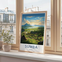 Sumba Poster - Indonesia Travel Art - Sunrise River Village Home Decor