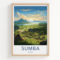 Sumba Poster - Indonesia Travel Art - Sunrise River Village Home Decor