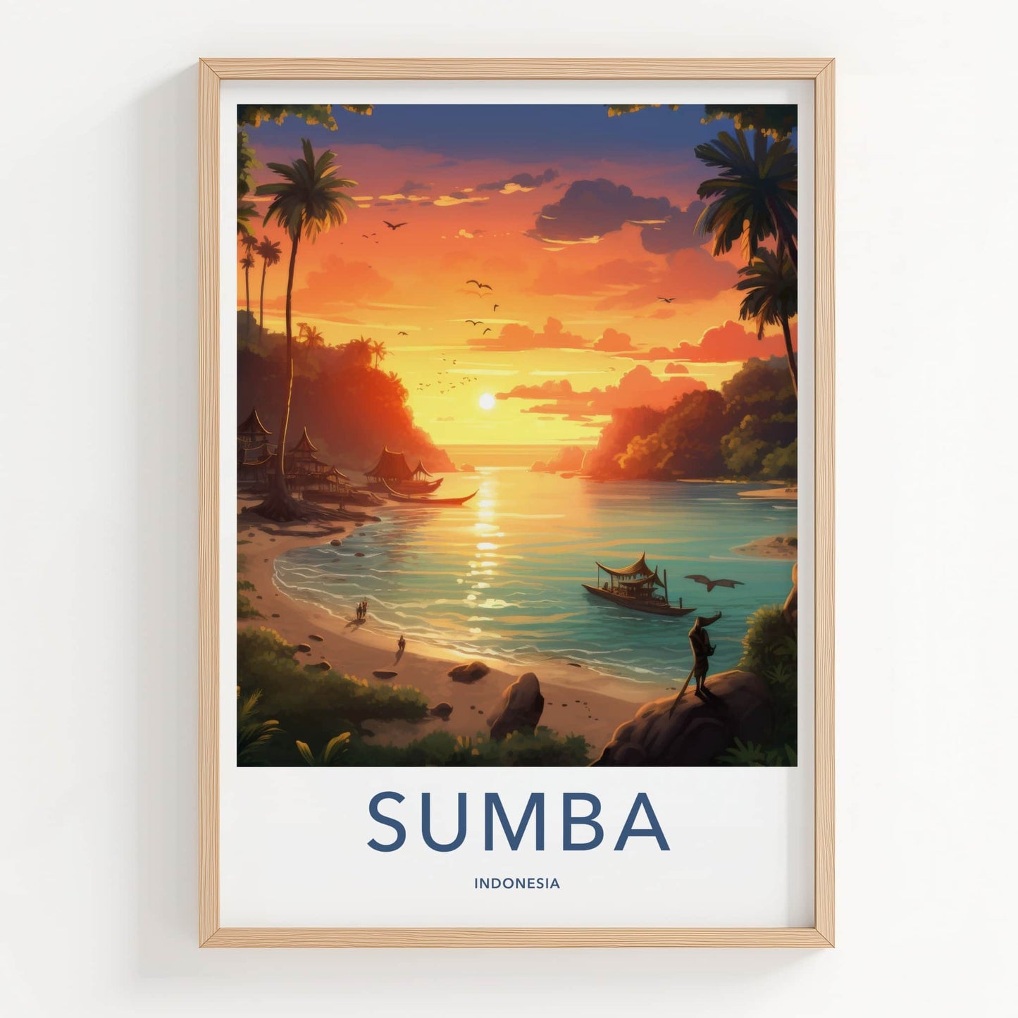 Sumba Poster - Indonesia Travel Art - Tropical Beach Sunset Home Decor