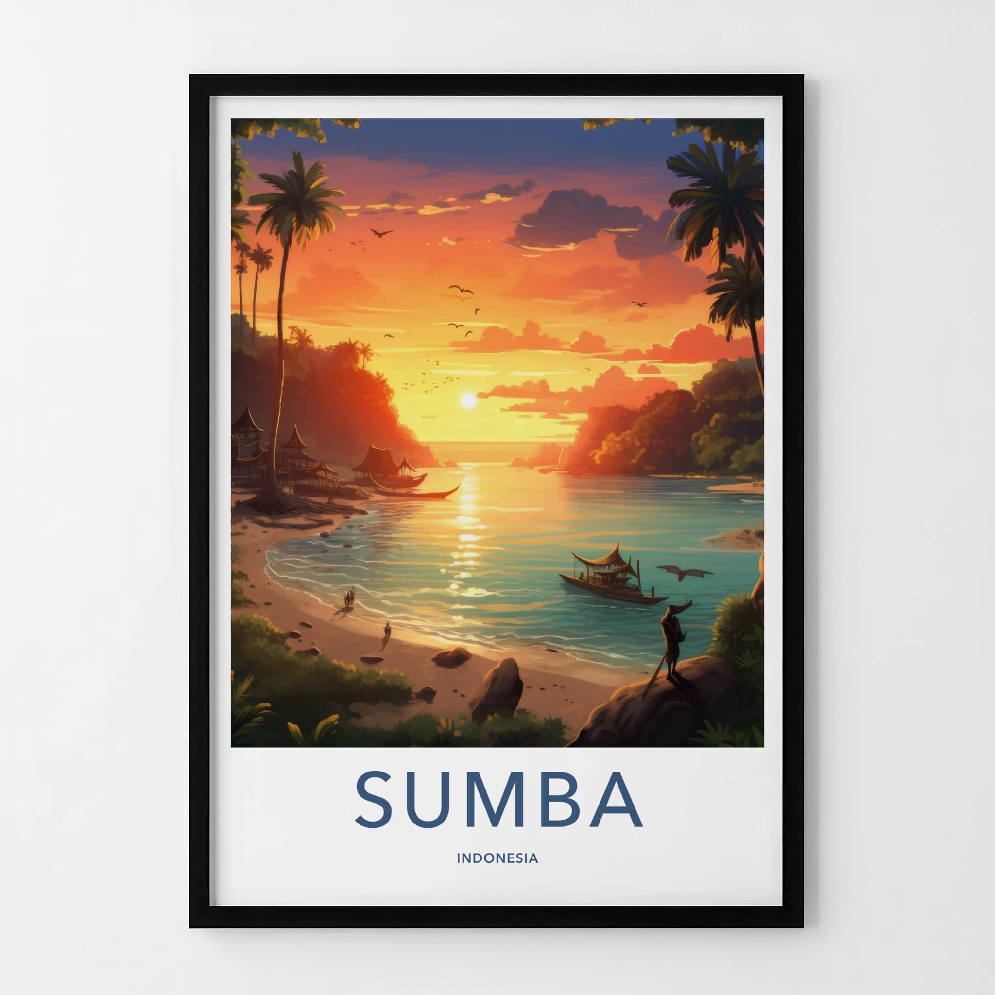 Sumba Poster - Indonesia Travel Art - Tropical Beach Sunset Home Decor