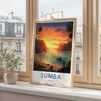 Sumba Poster - Indonesia Travel Art - Tropical Beach Sunset Home Decor