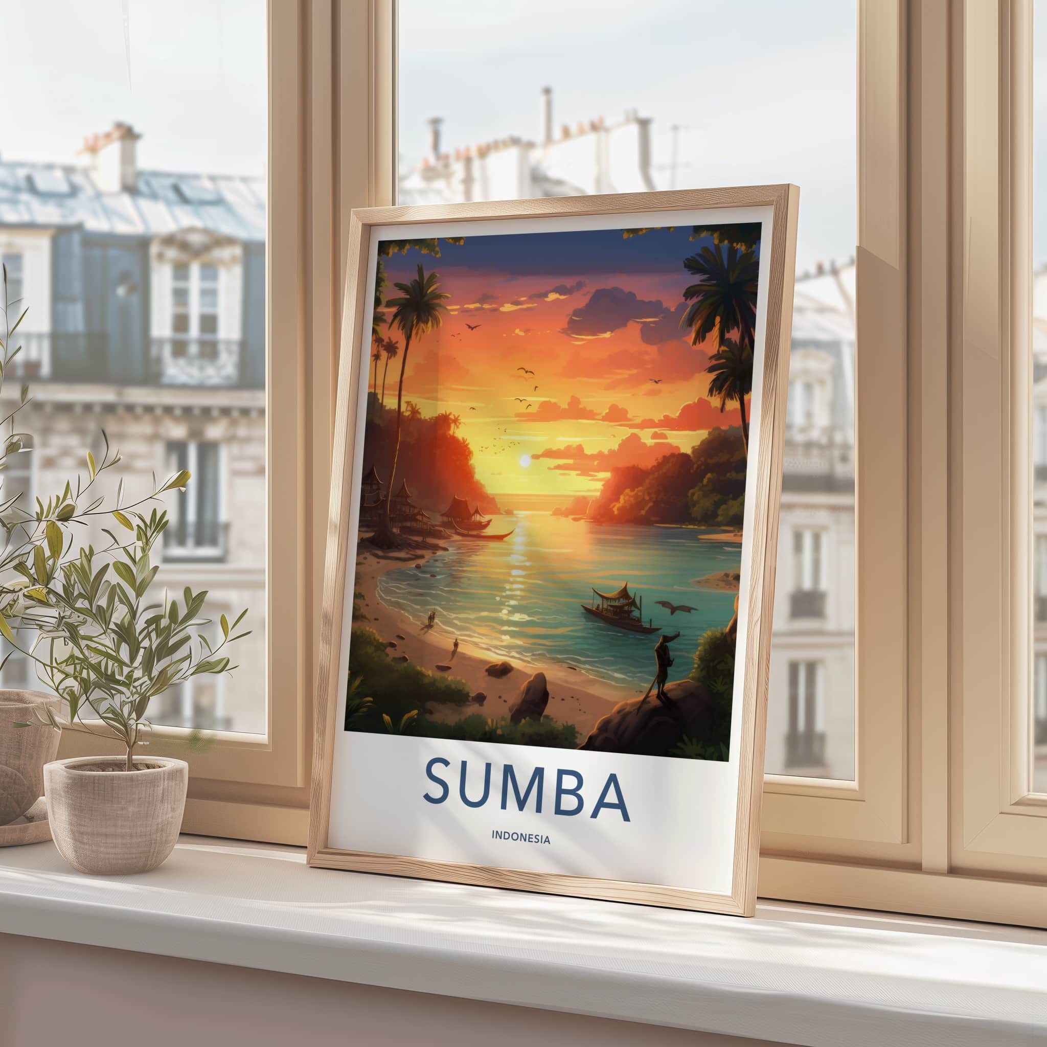 Sumba Poster - Indonesia Travel Art - Tropical Beach Sunset Home Decor