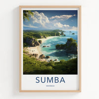 Sumba Poster - Indonesia Travel Art - Tropical Coastline View Home Decor