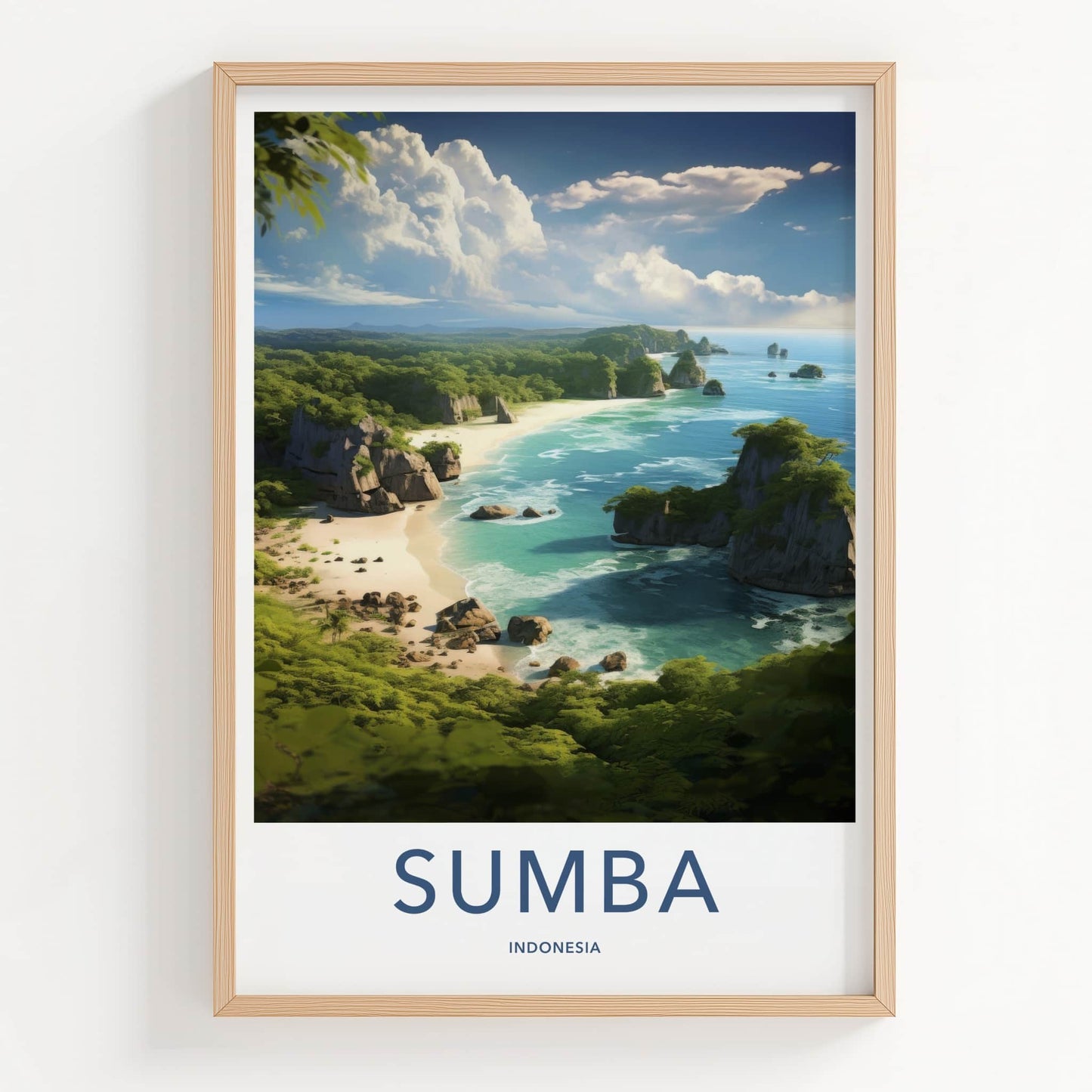 Sumba Poster - Indonesia Travel Art - Tropical Coastline View Home Decor